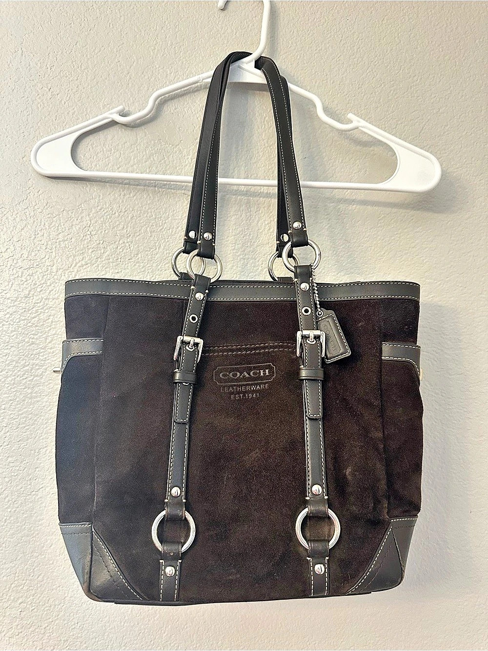 Coach Vintage Coach Suede Leather Trim Tote Bag (Style 7596) Vintage Suede